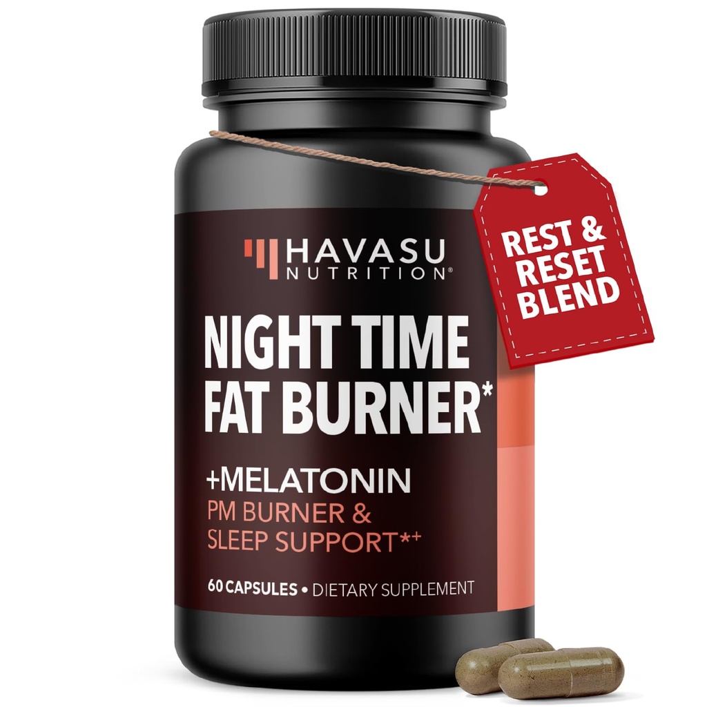 Notte tempo Fat Burner Capsule per Uomini e Donne - Appetite Suppressant per la perdita di peso con White Kidney Bean - 60 Conte - Metabolismo Booster con Melatonina per il sostegno al sonno - 2-Month di alimentazione