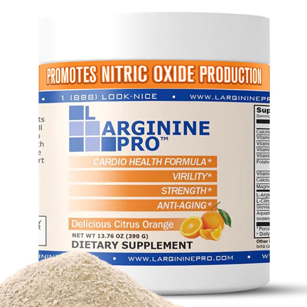 L-Arginina PRO | 5.500mg L-Arginina Plus L-Citrullina 1,100mg Orange Powder Drink Mix Supplemento per la produzione di ossigeno nitrico aumentata