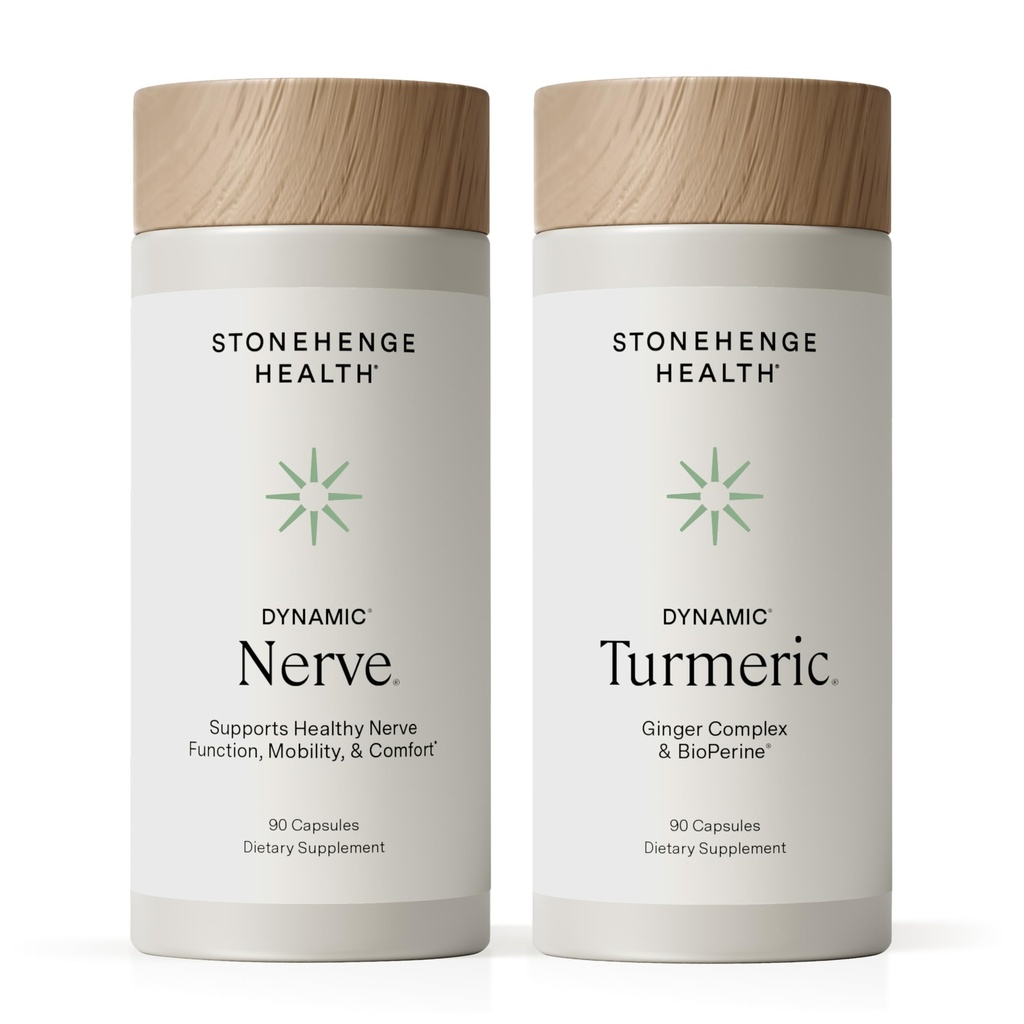 Stonehenge Health Dynamic Nerve + Dynamic Turmeric Bundle Integratori per Supporto Comfort, Tingling, Numbness, Burning