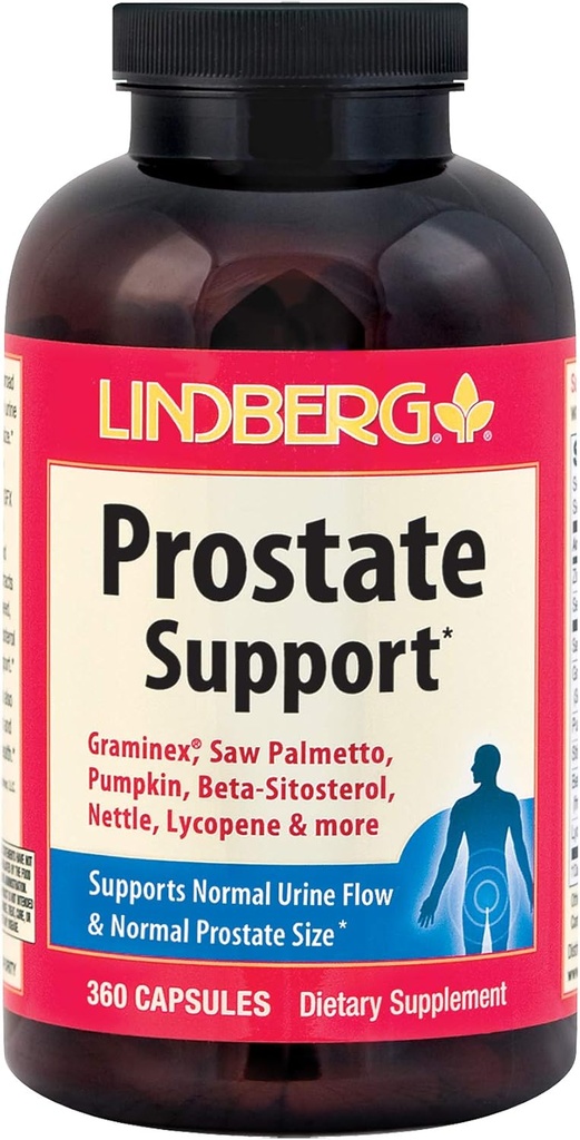 Lindberg Prostate Support* - con Graminex, Saw Palmetto, Pumpkin, Beta-Sitosterol, Nettle, Lycopene e Altro (360 capsule)
