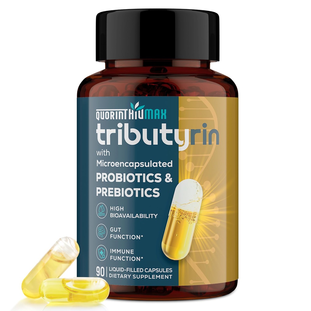 Supplemento Tributyrin per Gut & Immune 800mg | Alta biodisponibilità con microincapsulati Probiotici & Prebiotici - Advanced Liquid-Filled Tributyrin Complex, Gluten Free, 90 Capsule
