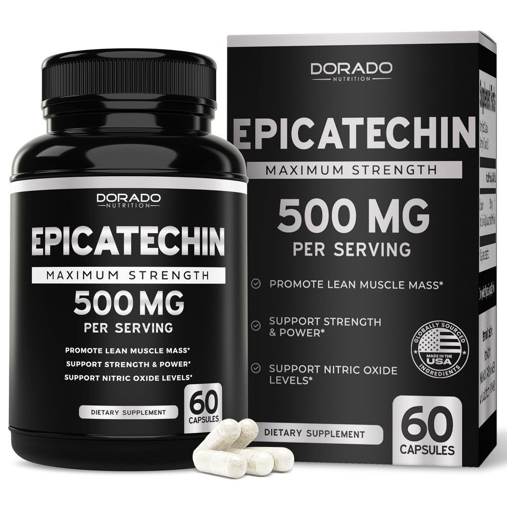 Epicatechin Extract 500mg Per Serving (60 capsule) Myostatin Inhibitor, Myostatin Blocker for Lean Muscle, Nitric Oxide, Stamina & Endurance – Non OGM, Vegan Supplement & Third Party Tested