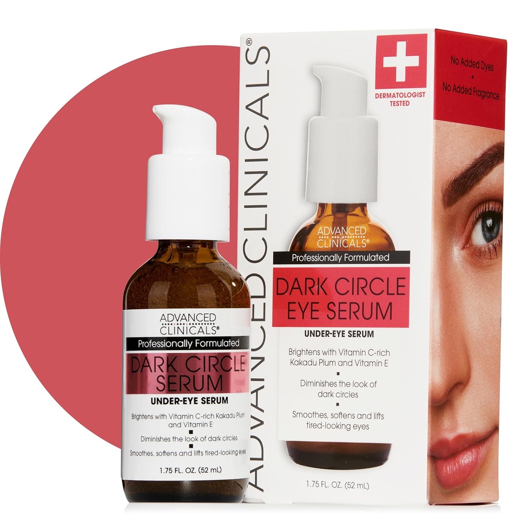 Cliniche avanzate Oscuro Circolo Caffeina Sotto Siero Occhio Per Faccia Con Ialuronico Acido Moisturizer + Peptidi | Illuminante Vitamina C Siero aiuta a migliorare l'occhiata di Puffy Eye & Fine Lines, 1.75 Fl Oz