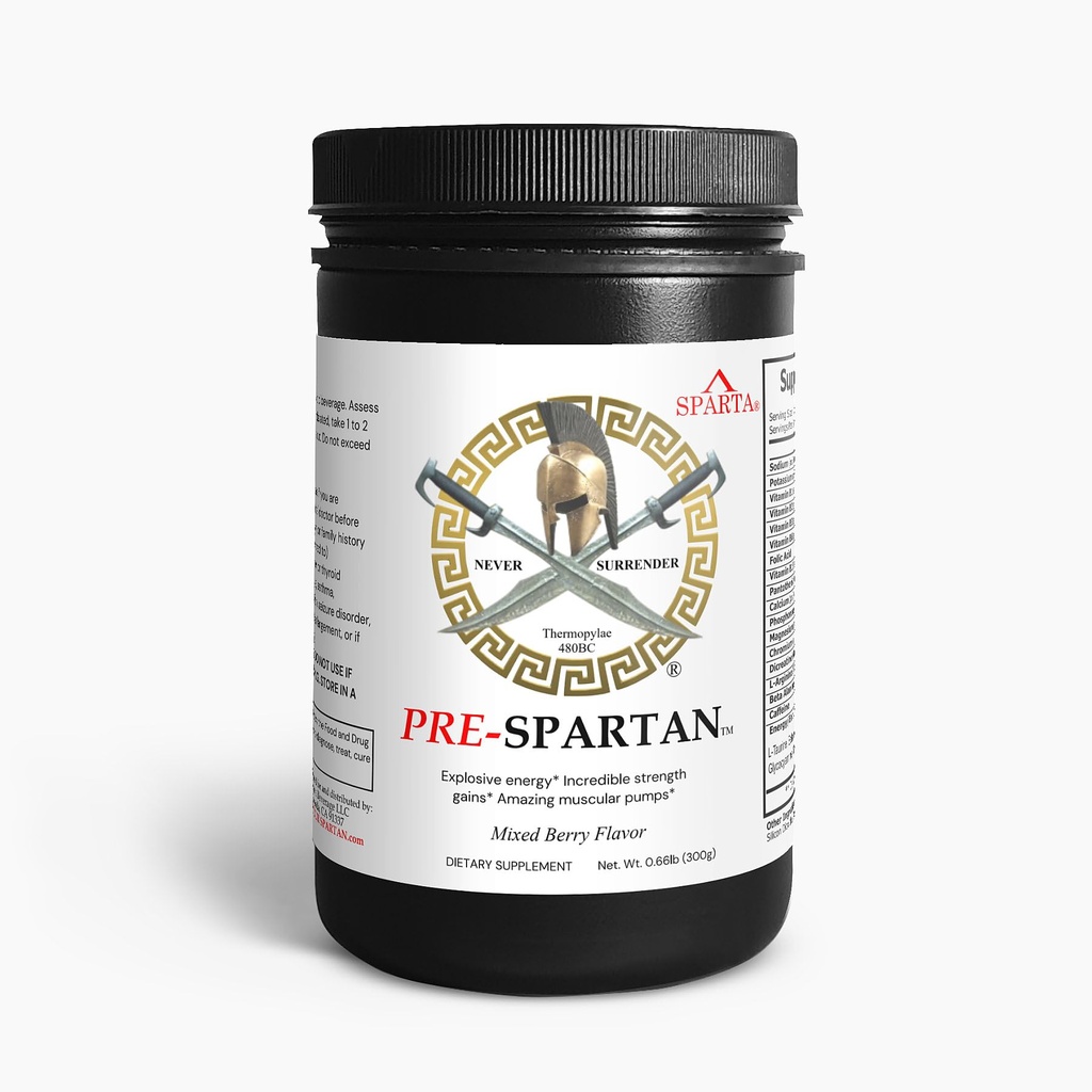 Pre-Spartan Workout Energy Drink Powder AAKG, fornisce energia di allenamento intensa, messa a fuoco e pompe guadagno muscolare L Citrullina Arginina 30 Sevings - Fuel Your Spartan