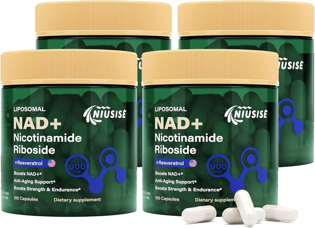 NAD Supplemento, NAD Nicotinamide Riboside 900 Mg per uomini e donne, Liposomal NAD+ Integratore con Nicotinamide Riboside, Resveratrol & Quercetin, Energy, Boost NAD+, 400 capsule