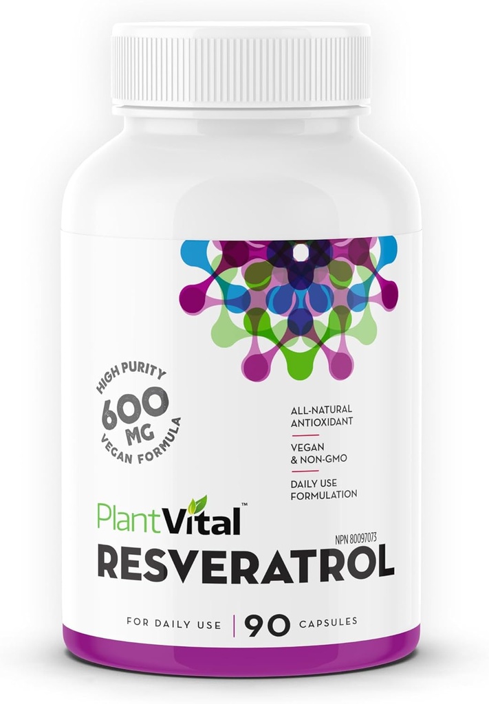 Risveratrolo vegetale 600mg - 90 capsule di resveratrolo Vegan - Integratore di resveratrolo ad alta purezza Trans - Antiossidante - Non OGM, Senza glutine