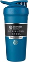 BlenderBottle Strada Shaker Cup Bottiglia di acqua isolata in acciaio inox con filo Whisk, 24-Ounce, blu