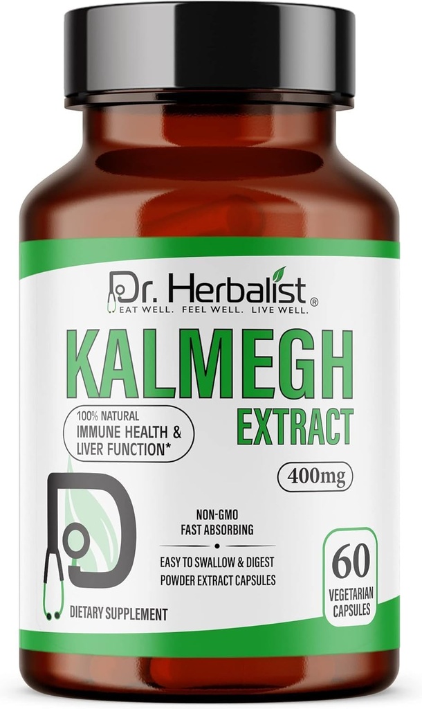 Dr. Herbalist Kalmegh Extract 400mg – 60 Vegan Capsule | 10:1 Andrographis Paniculata Extract = 4.000mg Raw Herb Equivalent | Premium Herbal Supplement | Supporto giornaliero basato sulle piante