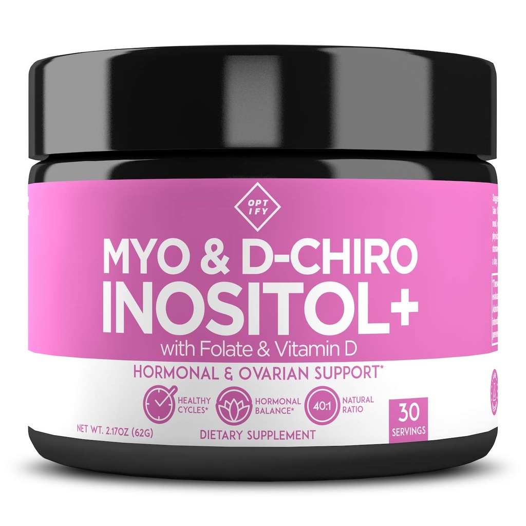 Optifica Myo-Inositol & D-Chiro Inositol Supplemento Polvere per le donne – 40:1 Ratio Plus Folate and Vitamin D – Supporta l'equilibrio ormonale sano, cicli regolari, & Ovarian Health – Alimentazione di 30 giorni