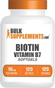 BulkSupplements.com Biotin 10000mcg Softgels - Vitamina B7, Vitamine Biotina per Capelli, Pelle e Unghie, Integratore Biotina - Gluten Free, 1 Softgel per Serving, 120 Count (Pack of 1)