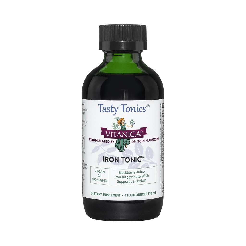 Vitanica Iron Tonic, Liquid Iron Supplement, Red Blood Cell Support, Vegan, 4 once