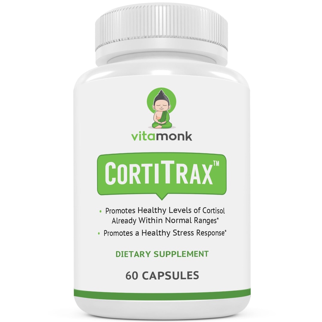 VitaMonk CortiTrax Natural Cortisol Blocker - Doctor Formulated Cortisol Manager, Cortisol Support & Cortisol Riduttore (già entro intervalli normali)- 60 Capsule Cortisol Supplemento