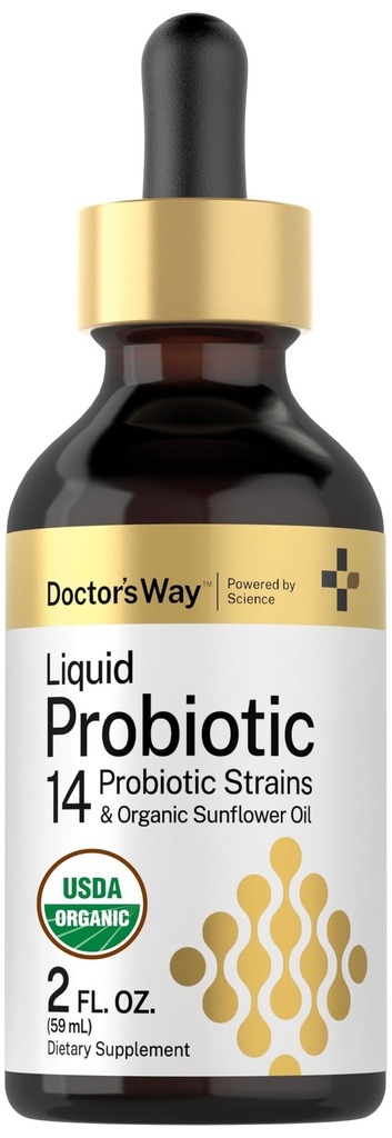 Probiotico liquido di modo del medico | 2 fl oz | 14 Strains probiotici con olio di girasole organico | Supplemento non OGM