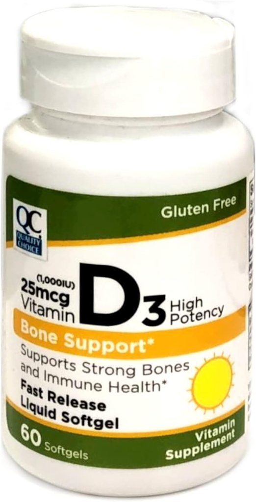 Qualità Scelta Alta Potenza Vitamina D3 Bone Supporto e Salute Immune, Facile Swollow Softgel Vitamin Supplemento 60 Conte Bottiglia