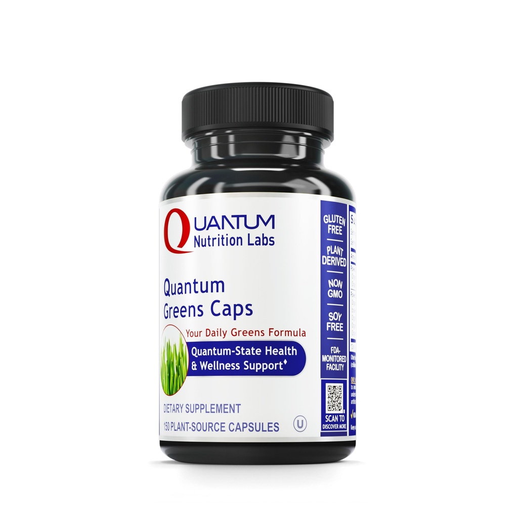 Quantum Nutrition Labs Greens Capsules - Super Greens Capsule, Greens Supplements, Superfood Blend for Wellness, Organic Veggie Pills with Kale, Leafy Greens, Alfalfa - 150 Capsule Vegetariani