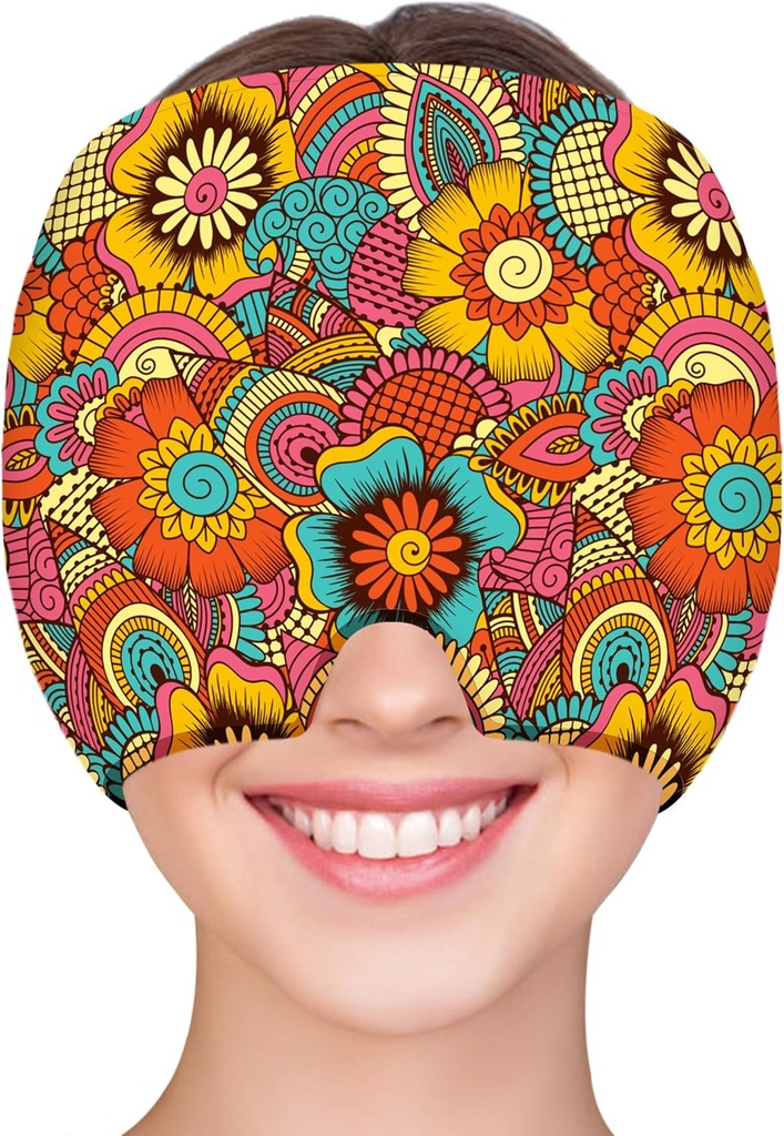 ZNÖCUETÖD Migraine Relief Cap Headache Relief Cap Cold Cap Ice Hat for Migraines Headache Sinus Stress Tension Head Ice Pack Wrap Migraine Mask Hangover Cap Ice Beanie Caldo / Fresco Compressione Donne