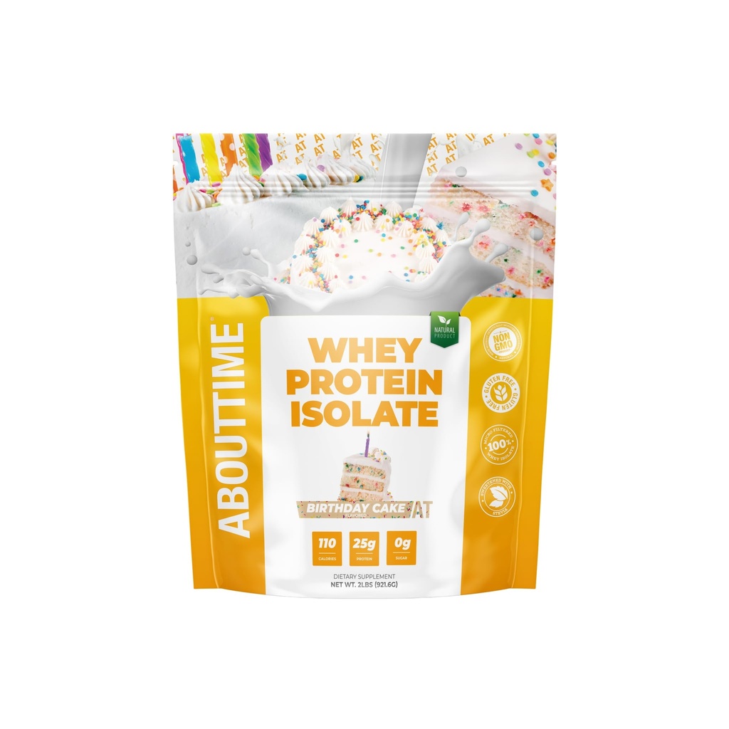Circa il tempo Whey Protein Isolate Polvere 25g torta di compleanno, ingredienti naturali, non OGM, senza glutine, senza lattosio, zucchero zero, basso carbo, 32 porzioni