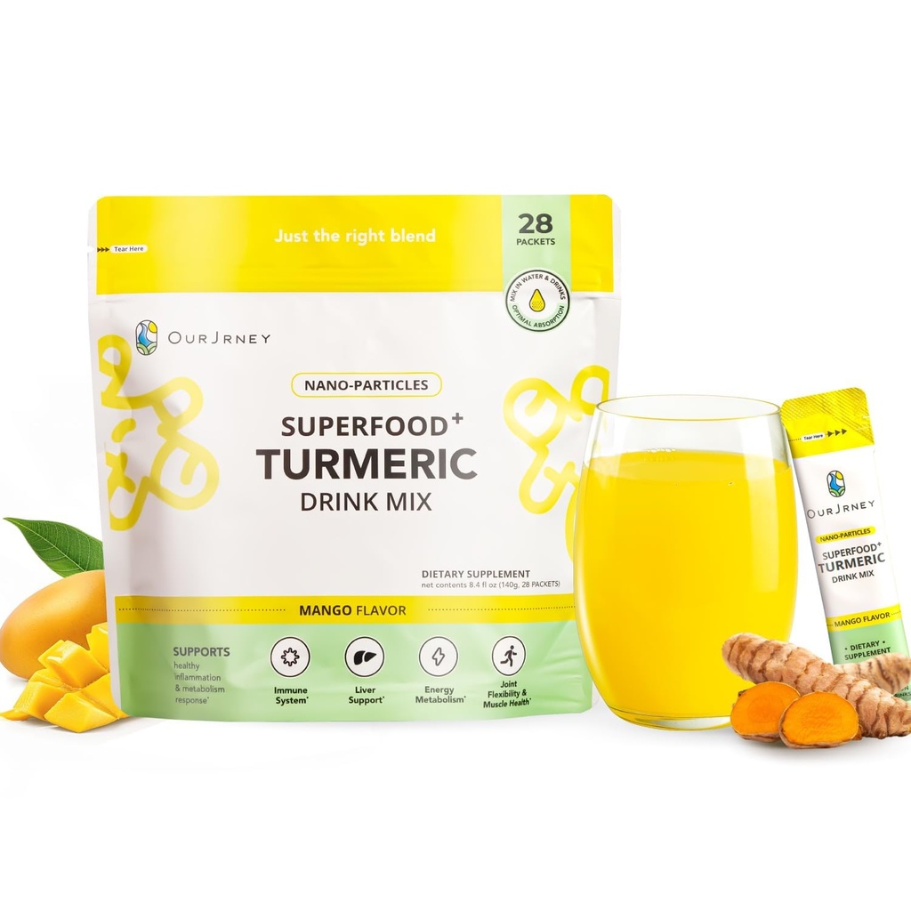 Polvere della bevanda della curcumina di Nano, succo d'oro per il benessere e l'immunità, nessun gusto di curcuma, aggiungere a Smoothies/Water Daily Morning Routine–35X Absorption–Mango Flavor–Joint