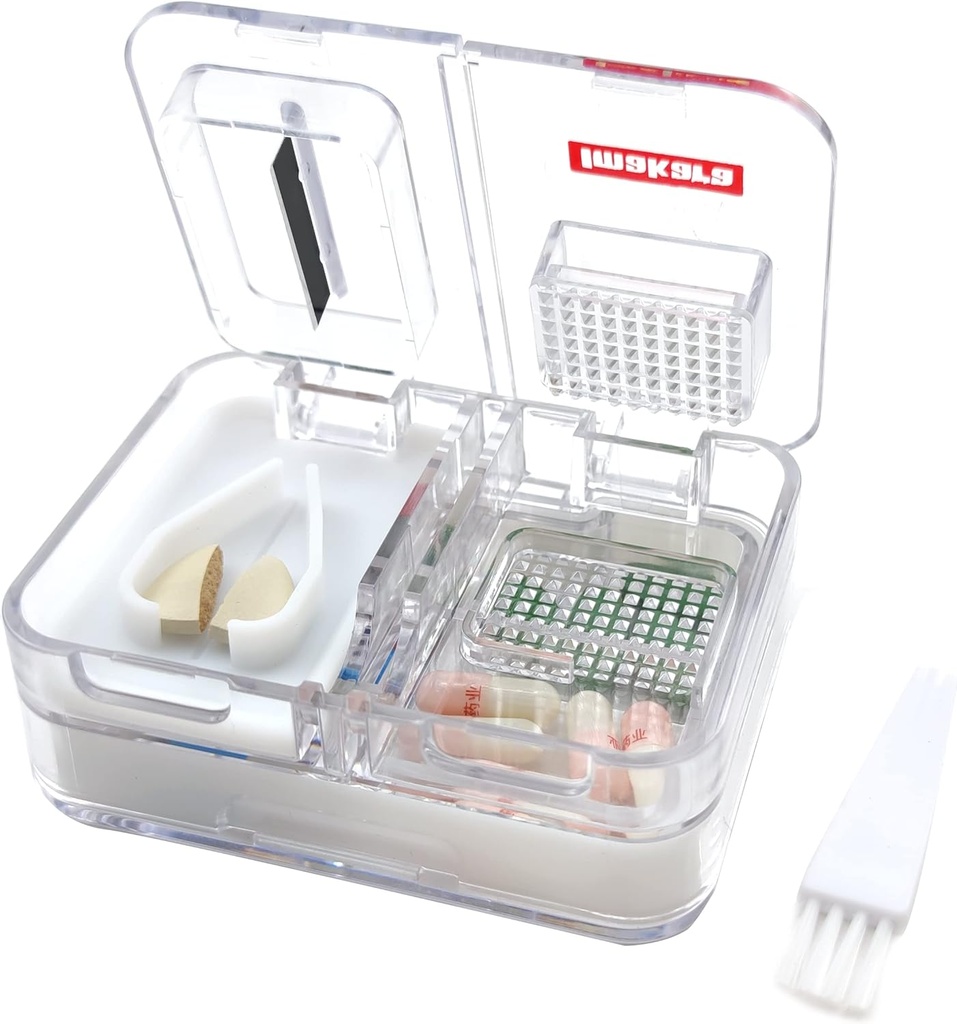 Carrozzeria da viaggio Medicina, Integratori, Vitamina Pill Organizer Case Pillola uso quotidiano con Pillola Pillola Crusher e Grinder (bianco)