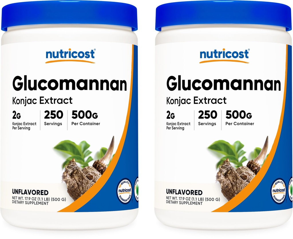 Nutricost Glucomannan Polvere 500G (2 bottiglie)