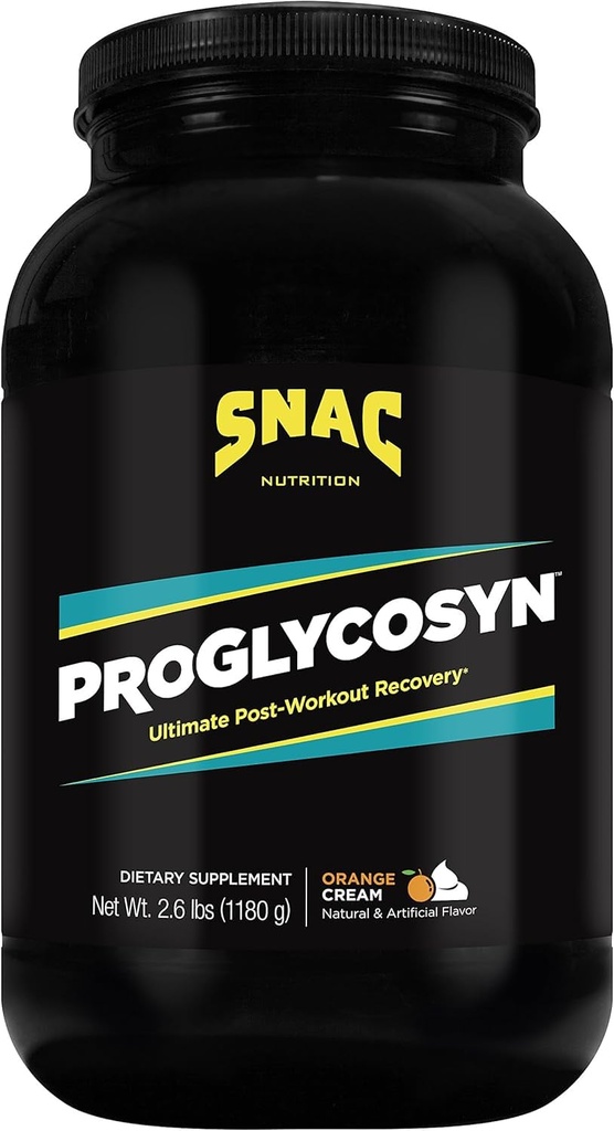 SNAC Proglycosyn Powder Supplement - Ultimate Post Workout Recovery Formula for Men and Women, Whey Protein for Muscle Growth, Glycogen Replenishment, Supports Lean Muscle, Orange Cream, 2.6 Pounds