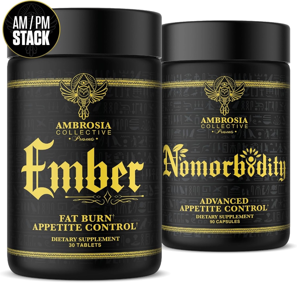 Ambrosia Nomorbidity Advanced Appetite Control & Ember Thermogenic Fat Burner | Powerful Hunger Management, Appetite Support & Fat Burning System con KSM-66 Ashwagandha, Garcitrin, CapsiMaxTM, Africa