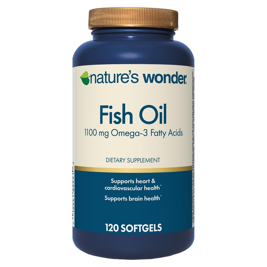 Wonder Fish Oil 1100mg Omega-3 Integratori di olio di pesce per le donne e gli uomini, EPA & DHA per Giunti sani, Cuore, Sistema immunitario, 120 giorni di alimentazione di Softgels