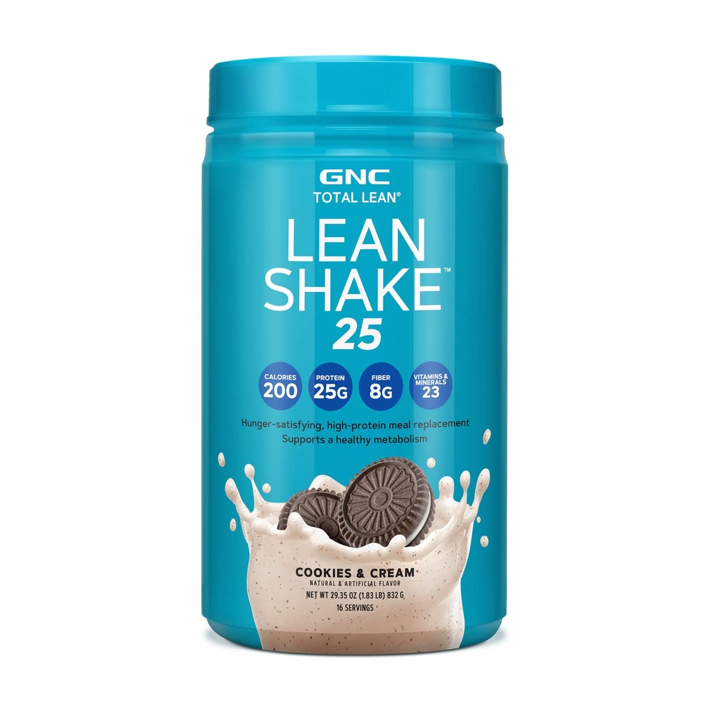 GNC Total Lean | Lean Shake 25 Protein Powder | High-Protein Meal Sostituzione Shake | Cookies and Cream | 16 Servings