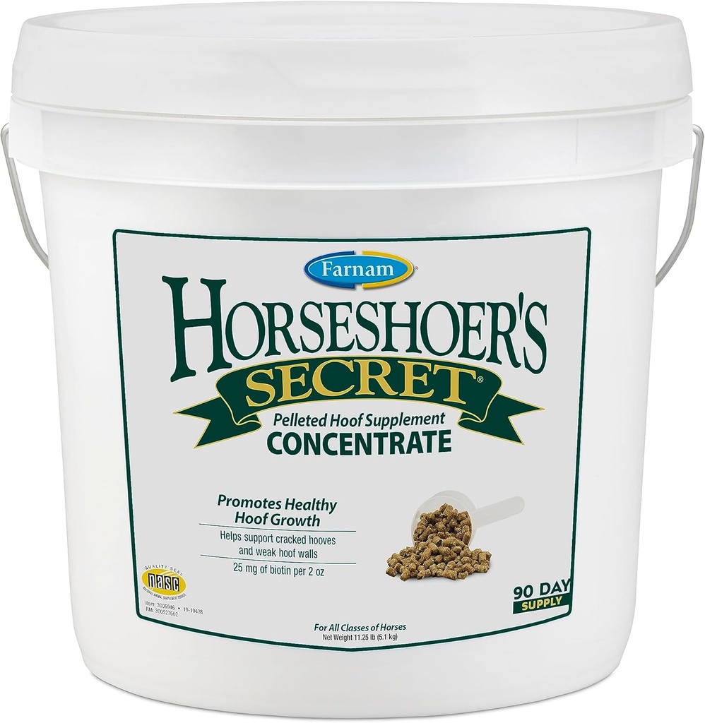 Farnam Horseshoer's Secret Pelleted Hoof Supplements Concentrate, formula economica con 25 mg di biotina per 2 once di servizio, 11.25 lb, fornitura di 90 giorni