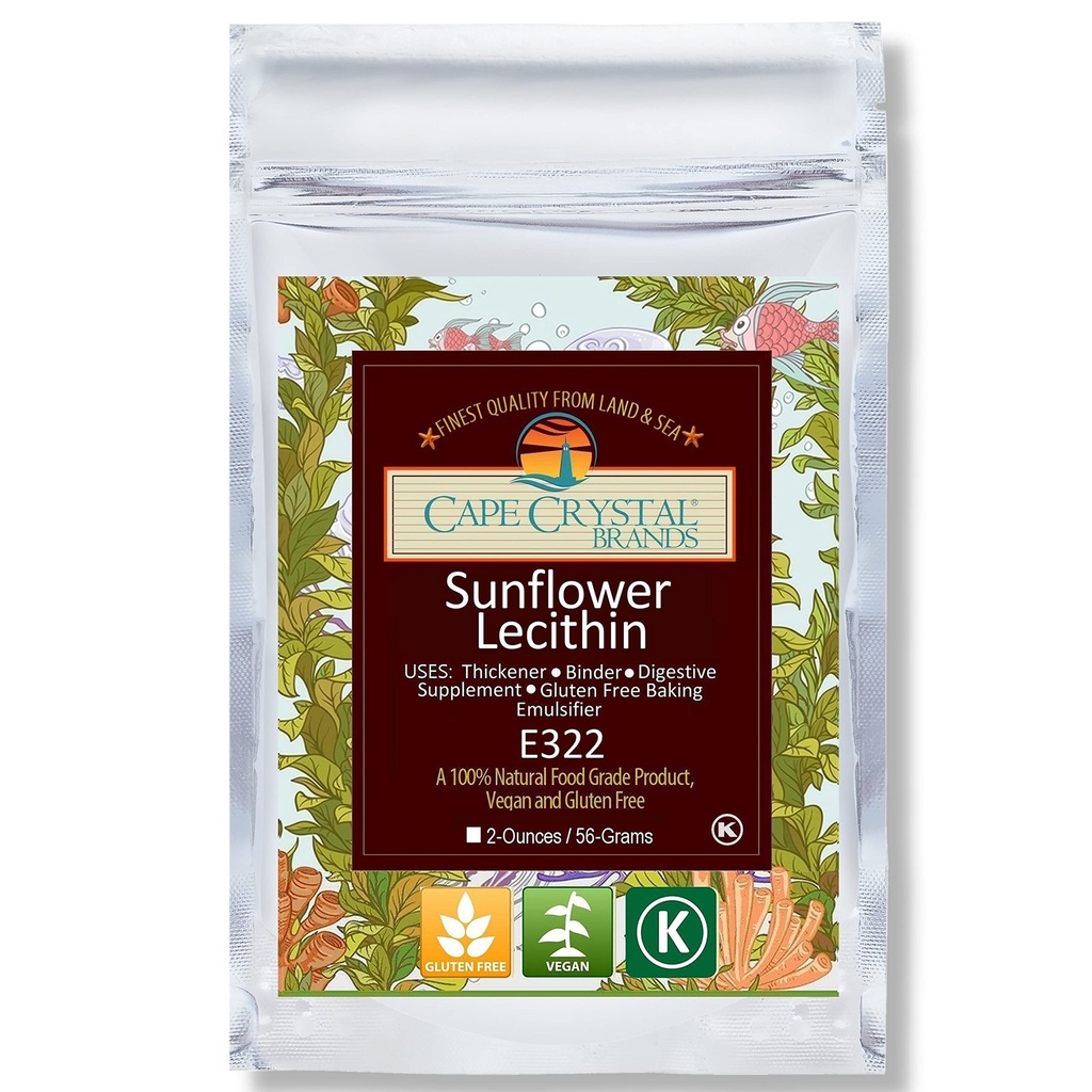 Lecitina di girasole di cristallo di Capo Polvere 100% naturale e senza glutine. È l'alternativa vegana, non OGM alla polvere di lecitina di soia (2-oz.)