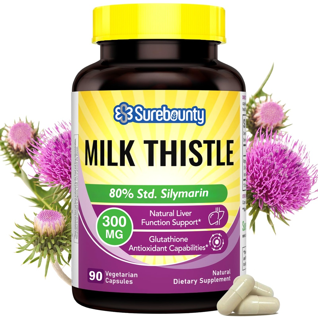Cardo al latte, Estratto di semi concentrato, 80% Silymarin, Detox di sostegno al fegato, Integratori di fegato grasso, Non OGM, No Gluten & Soy, 90 Caps Veggie, Alimentazione di 3 mesi