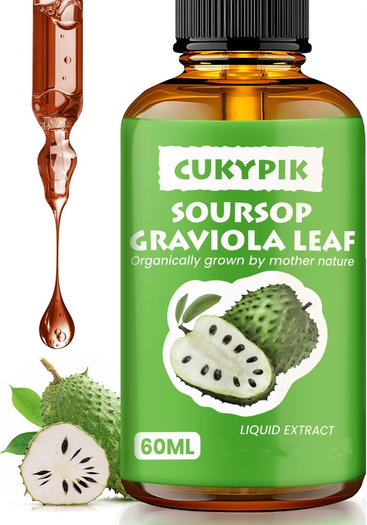 Supplementi minerali Soursop Graviola Leaf Extract Liquid Drop Plus Pure Botanical for Cell Support, Zzz & Antioxidant - Soursop Bitters Liquid, 2-4 Mese di alimentazione, 2 Fl Oz