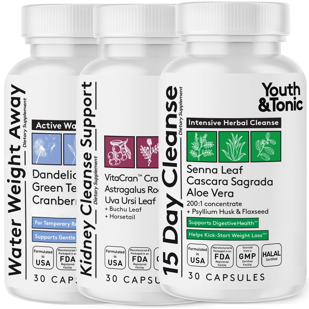 Supporto completo di disintossicazione Multi-Organ – Pulitore di colon 15 giorni & Detox Gut, pulizia del rene, bilanciamento dell'acqua e salute del fegato, 90 pillole per le donne e gli uomini