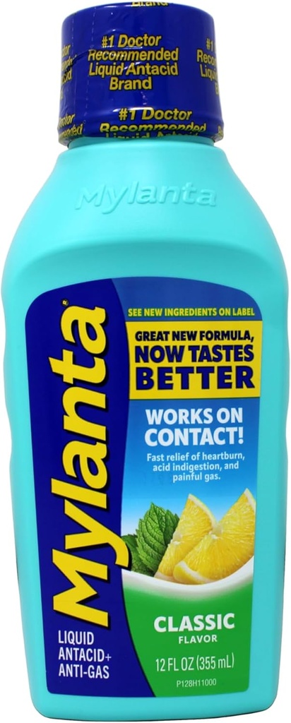 Mylanta Antacid and Gas Relief, Formula di massima resistenza, Classic Flavor, 12 oncia fluida