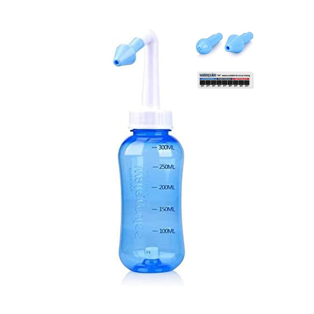 Waterpulse Neti Pot, Neti Pot Sinus Rinsing, 300ml Neti Pot Sinus Rinsing Kit con Termometro Adesivo per Adulti & Kid BPA Free (300ml)