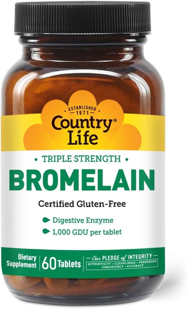 Country Life - Bromelain naturale, 500 mg, 60 compresse