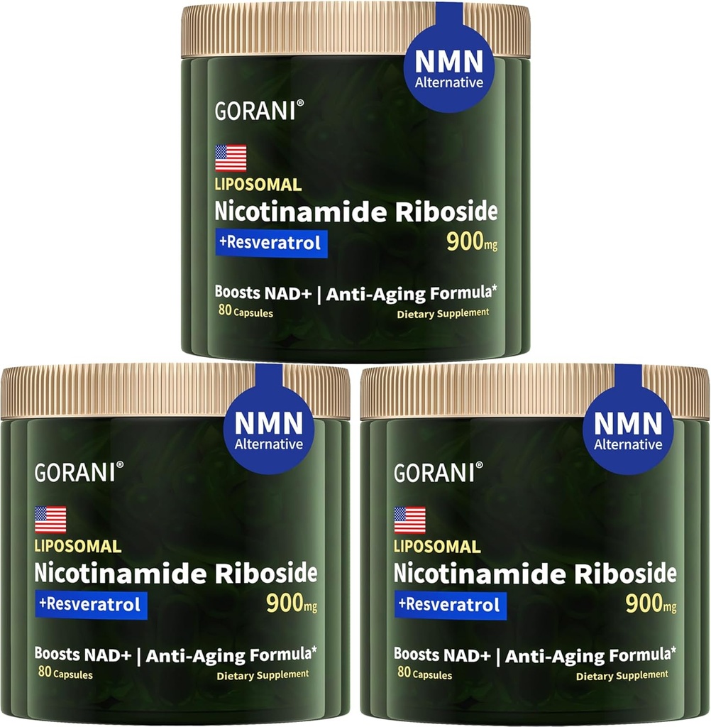 Gorani NAD+ Supplemento 900MG, Nicotinamide Riboside, Resveratrolo Liposomico, Quercetina (3)