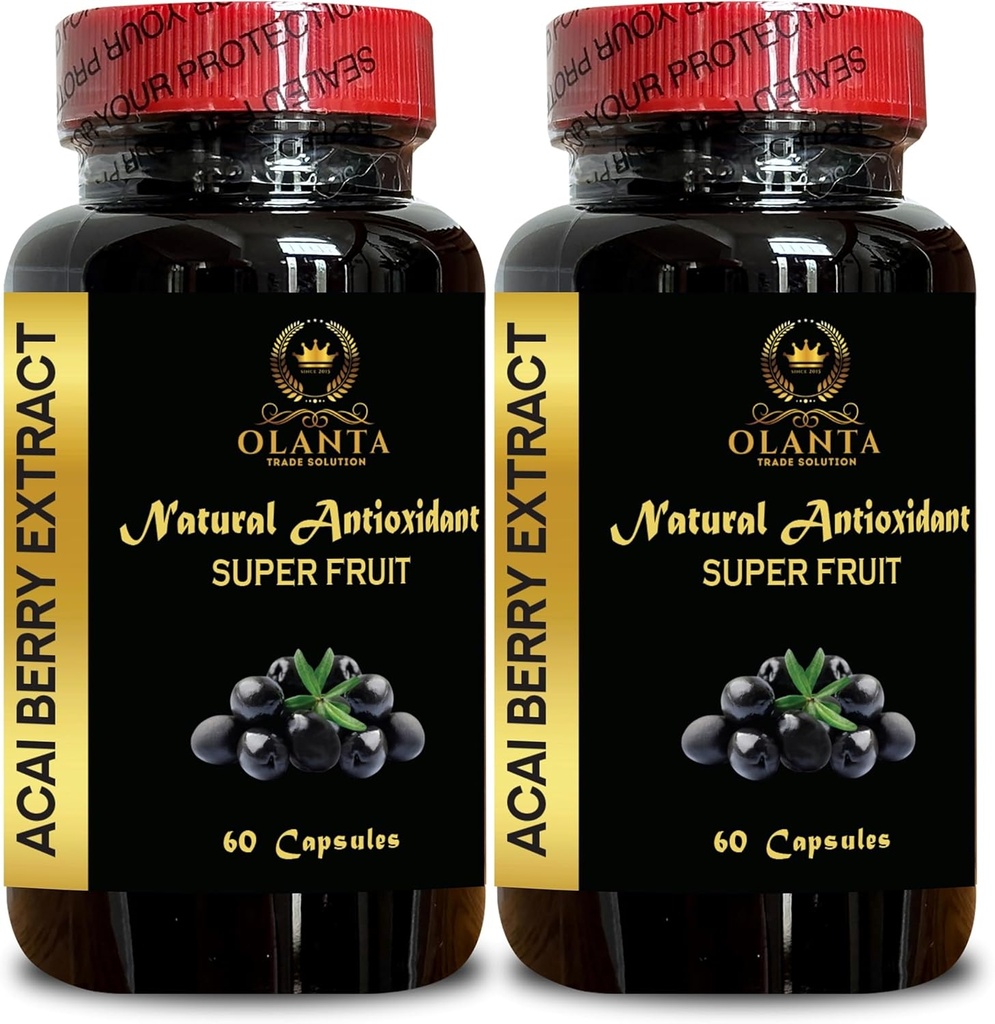 Estratto di bacche di ACAI - Supplemento di bacche di Acai Organic Premium, Acai Berry Energy, supporto naturale antiossidante, Formula di benessere Superfood - 2 bottiglie 120 capsule