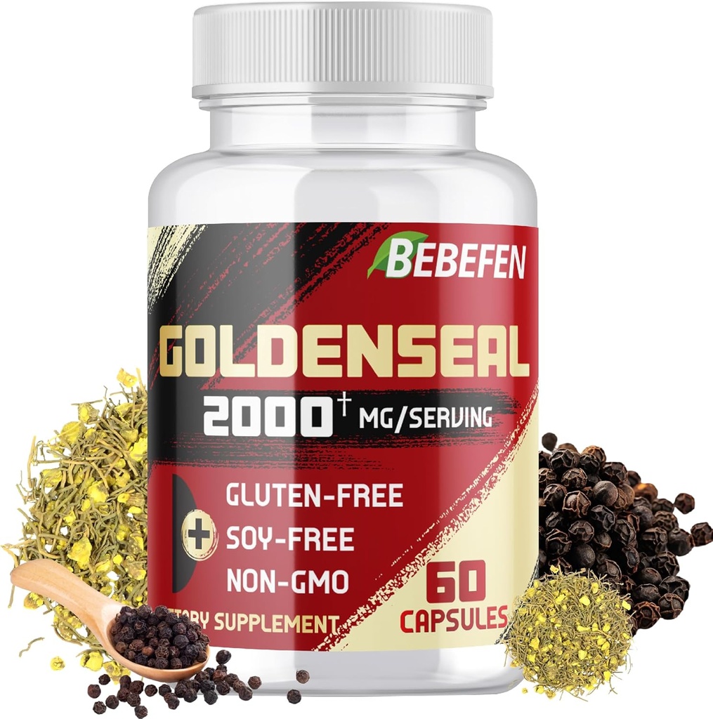 BEBEFEN Goldenseal Root Capsule 2000mg | Integratore di erbe tradizionali | Estratto concentrato | Vegetariano, Non OGM