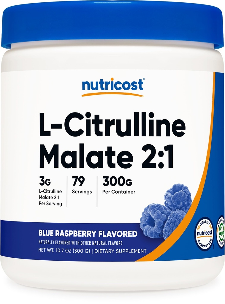 Nutricost L-Citrulline Malate 2:1 (300 Grammi) (Blue Raspberry)