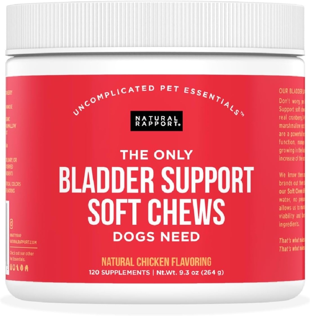 Supporto per la vescica per cani Rapporti Naturali - L'unico bisogno dei cani per il supporto della vescica - 120ct Supplements che contengono mirtillo e D- Mannosio per aiutare nella funzione del rene