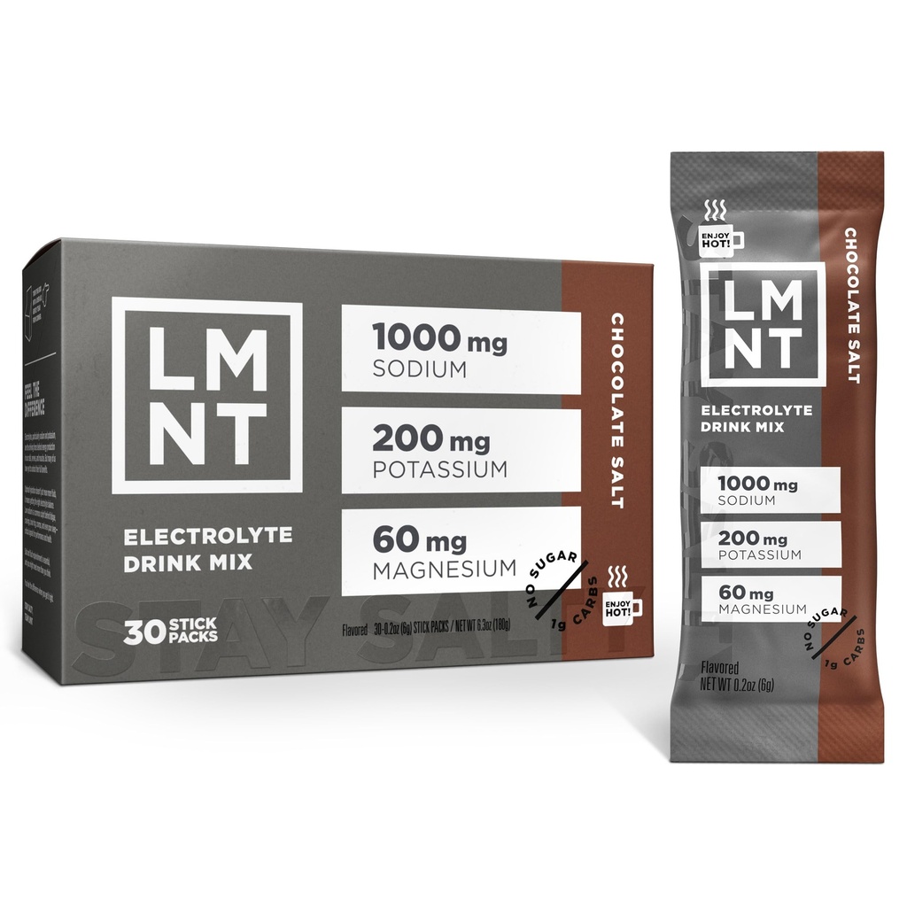 Drink LMNT Zero Sugar Hot Chocolate o Coffee Mixer - Chocolate Salt | Drink Mix | 30-Count