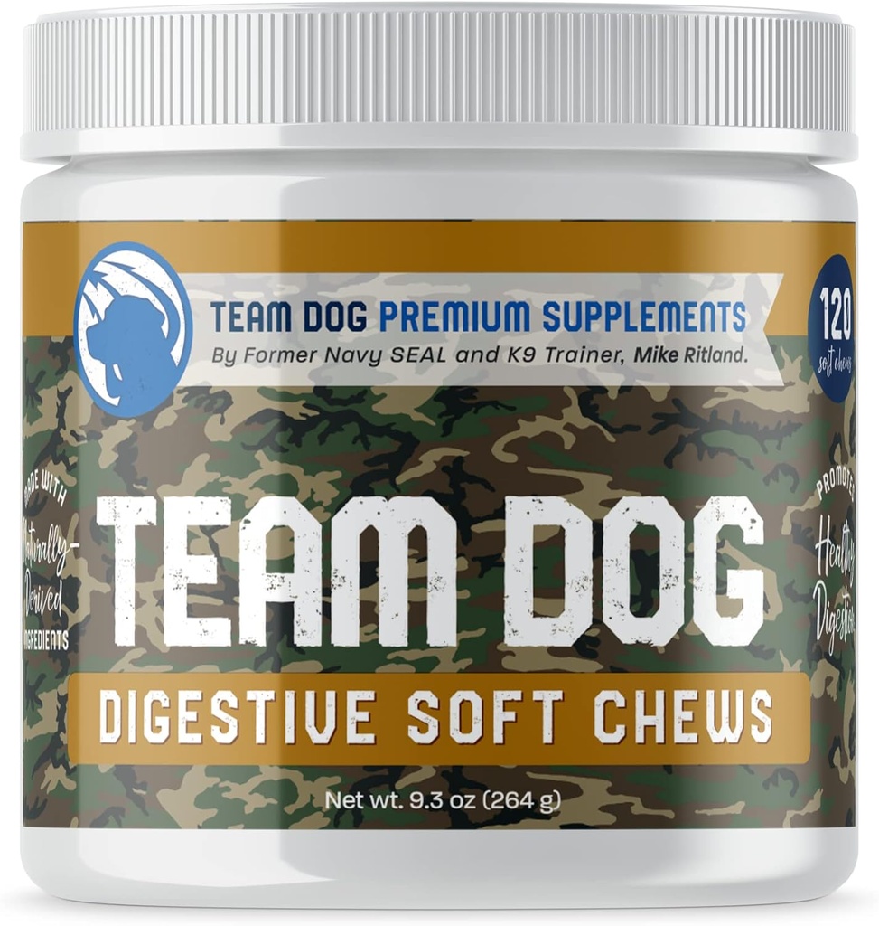 TEAM DOG Probiotici per cani | Enzimi digestivi e probiotici per il lievito, Itchy Skin e Itchy Ears | per Allergies & Sensitive Stomachs