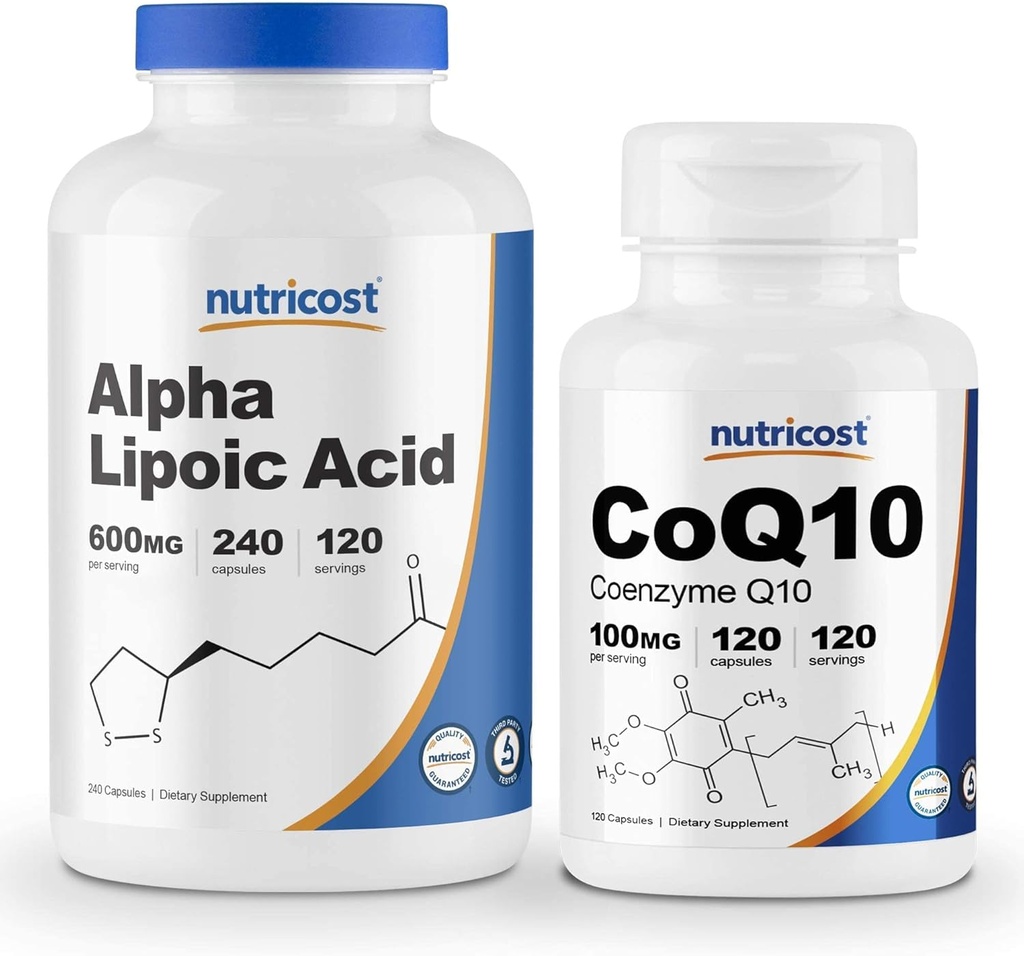 Acido lipoico alfa di Nutricost 600mg, 240 Caps CoQ10 100mg, 120 capsule