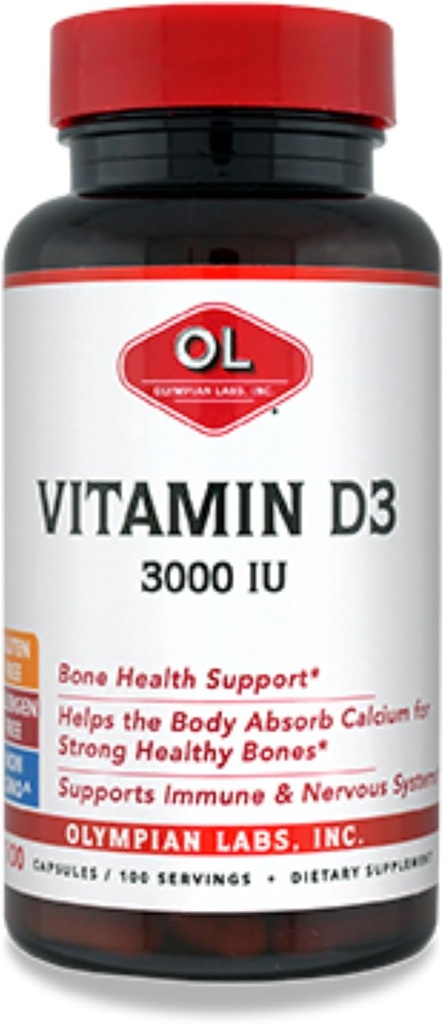 Olimpici Labs Vitamina D3 3000 Iu 100 capsule che supportano le ossa forti