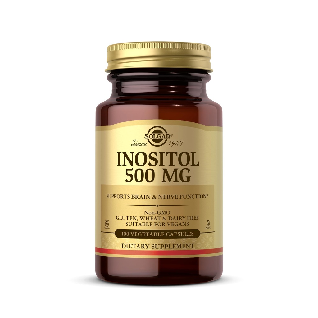 Solgar Inositol 500 mg - 100 capsule vegetali - Supporta la funzione cellulare e la salute del cervello - Vegan, Gluten Free, Dairy Free, Kosher - 100 Serve