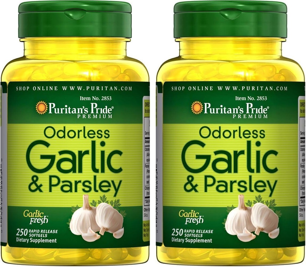 Puritan's Pride Odorless Aglio & Parsley 500 Mg / 100 Mg, 250 Conte (Pacchetto di 2)