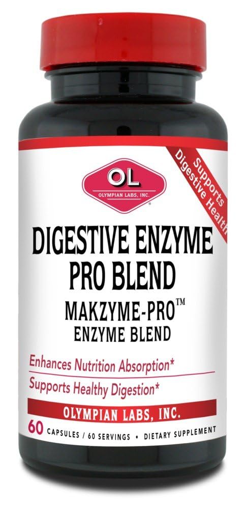 I laboratori olimpici digestivi Makzyme-Pro enzimi, 60 capsule, rompe le proteine, carboidrati, grassi, olio e latte, 60 porzioni