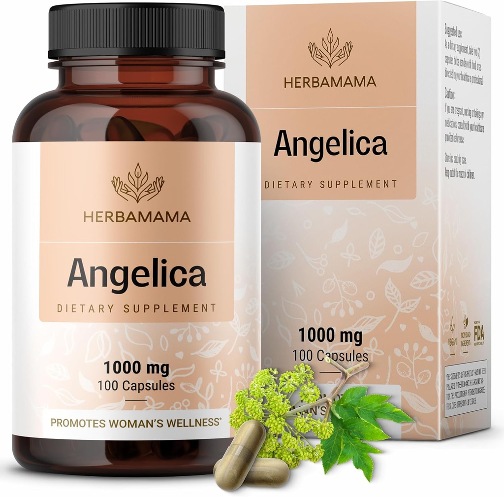 HERBAMAMA Dong Quai Supplemento - 1000mg Angelica Root per il sostegno delle donne - capsule della polvere di Dong Quai - Vegan, non OGM Angelica Herb Antiossidante supplemento per le donne