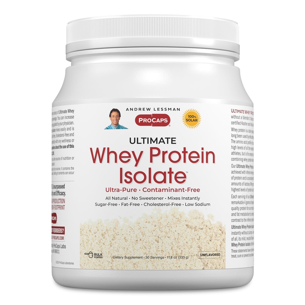 ANDREW LESSMAN Ultimate Whey Protein Isolate 30 Servings - Supporta il recupero di allenamento e muscolare magra Non OGM, Nessun aroma aggiunto, Grass-Free, Sugar and Sweetener-Free, Certificato Kosher. Nessun Additivo